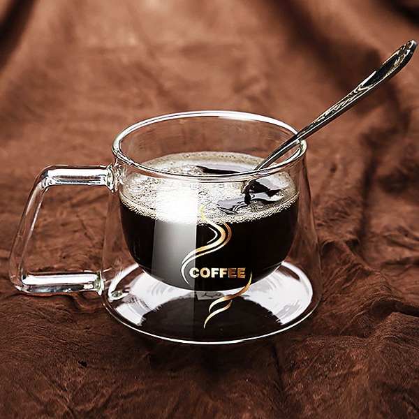 로하티 썸데이 이중유리 커피 컵 200ml 유리컵 다과